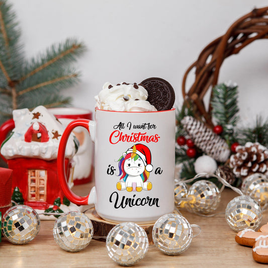 All I want for Christmas Is a Unicorn Christmas Coffee Mug | Festive Holiday Mug | Christmas Gift | Cute Christmas Mug | Unicorn Mug