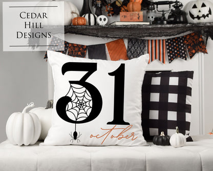 October 31 Halloween Pillow Cover | Simple Halloween Decor | Spooky Pillow Case | 18x18 Halloween Pillow Cover